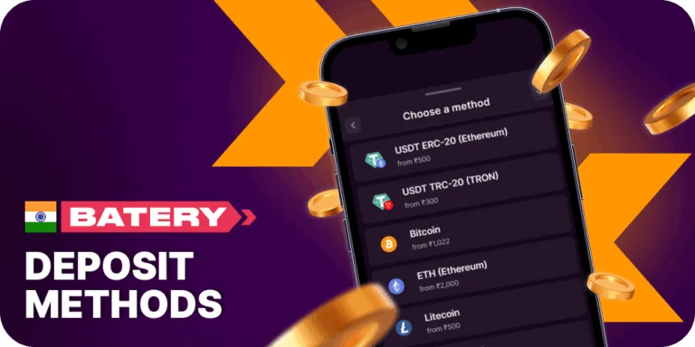 Methods to deposit at Batery for Indian players